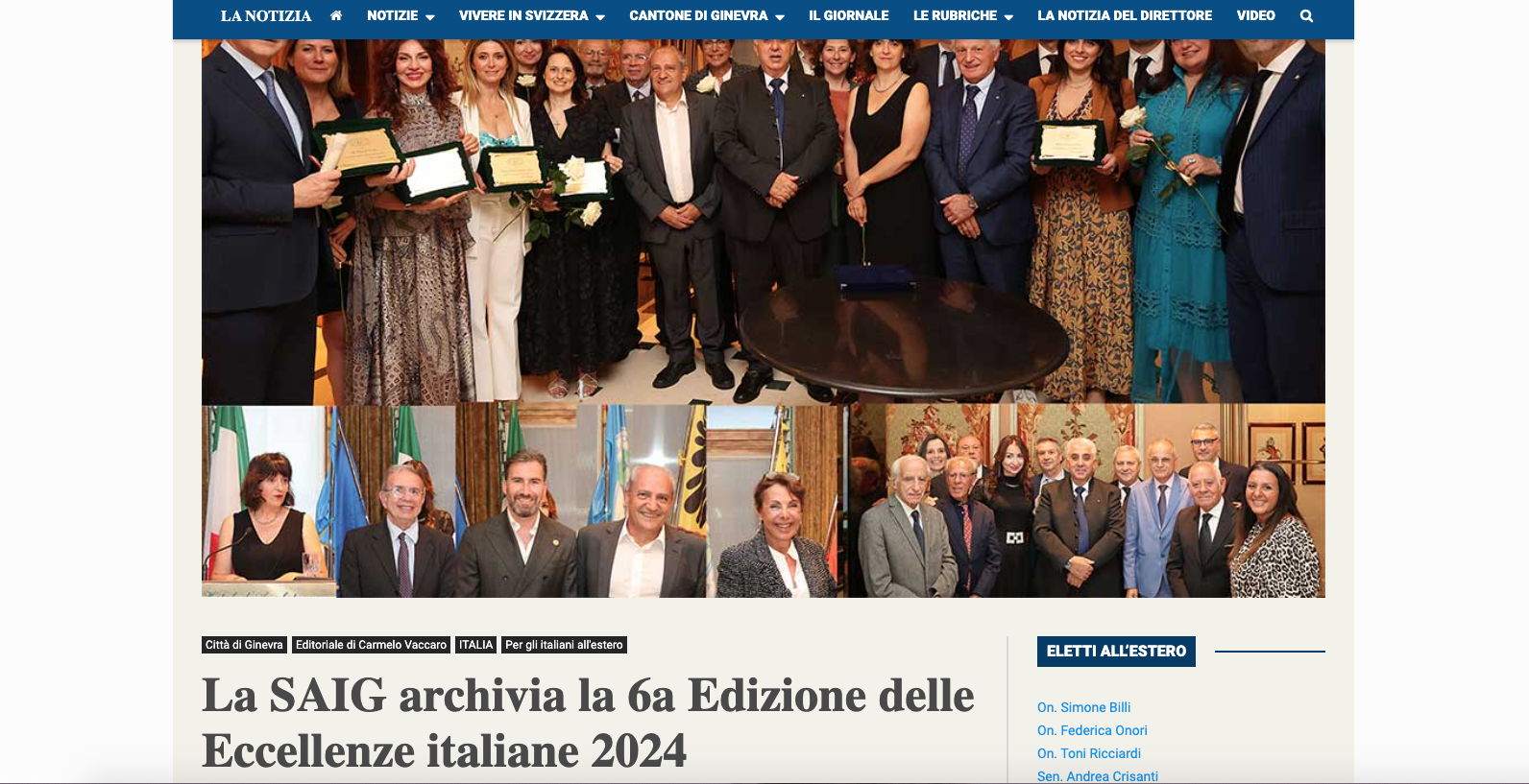 La Notizia Ginevra - 6 edizione del premio eccellenze italiane. Roberta Redaelli tra i premiati